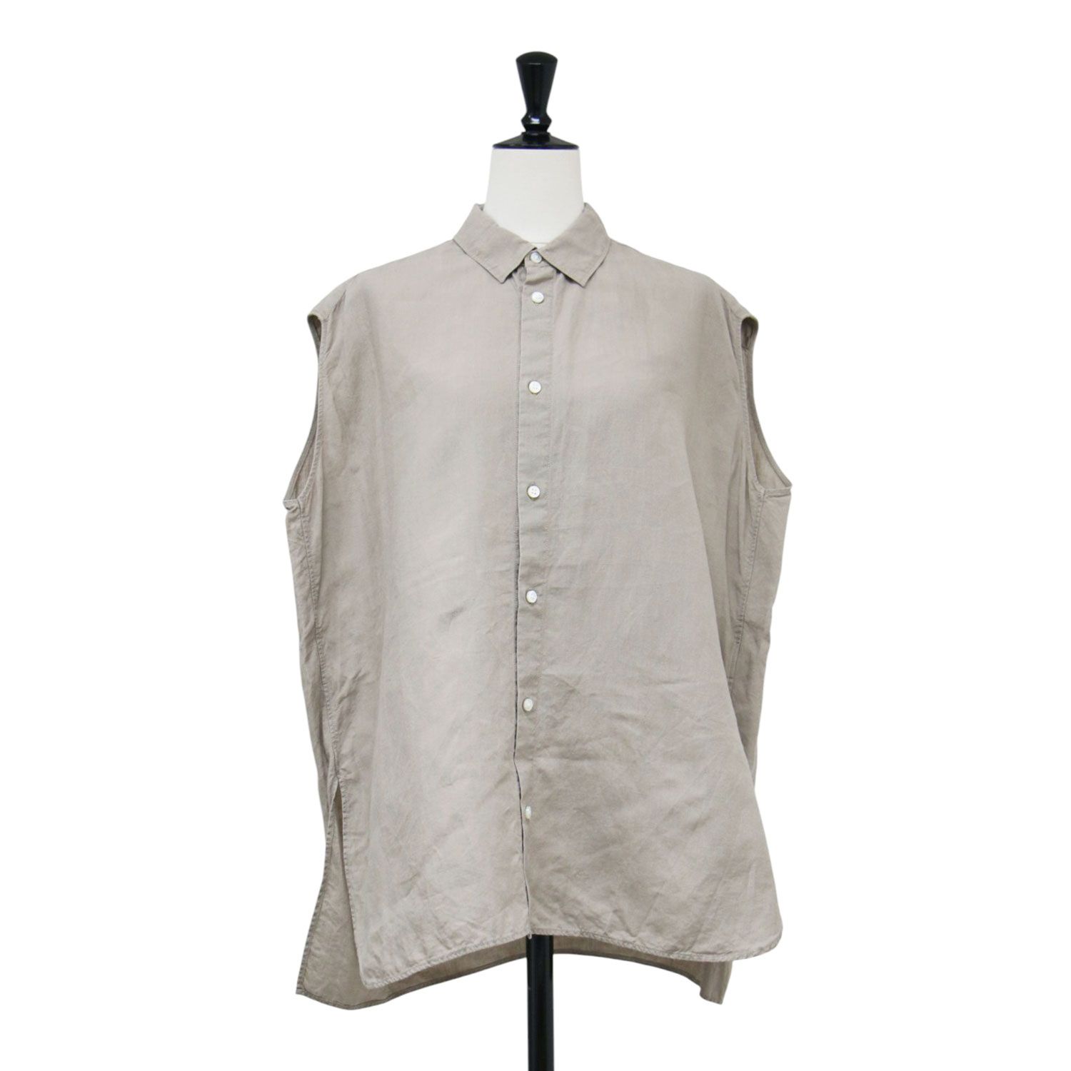 Plage プラージュ シャツ ベージュ サイズ:36(S) | 21春夏 リネン ノースリーブ ビッグ シャツ / ブラウス レギュラーカラー オーバーサイズ | トップス カジュアルシャツ【レディース】【中古】