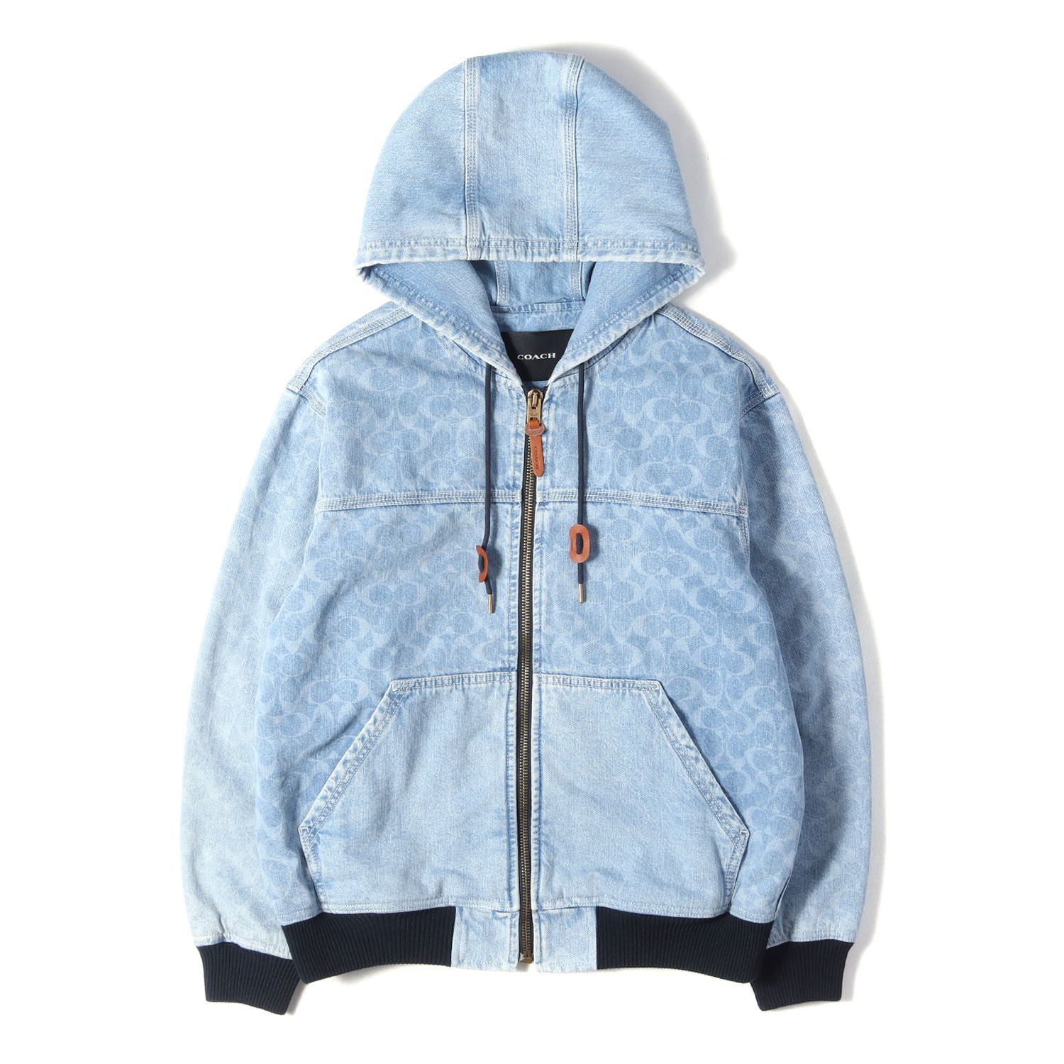 COACH コーチ ジャケット インディゴ サイズ:S | シグネチャー モノグラム デニム フルジップ フーデッド ジャケット (Signature denim Hooded Zip Up Jacket) | アウター ブルゾン 上着【メンズ】【中古】 COACH コーチ ジャケット インディゴ サイズ:S | シグネチャー
