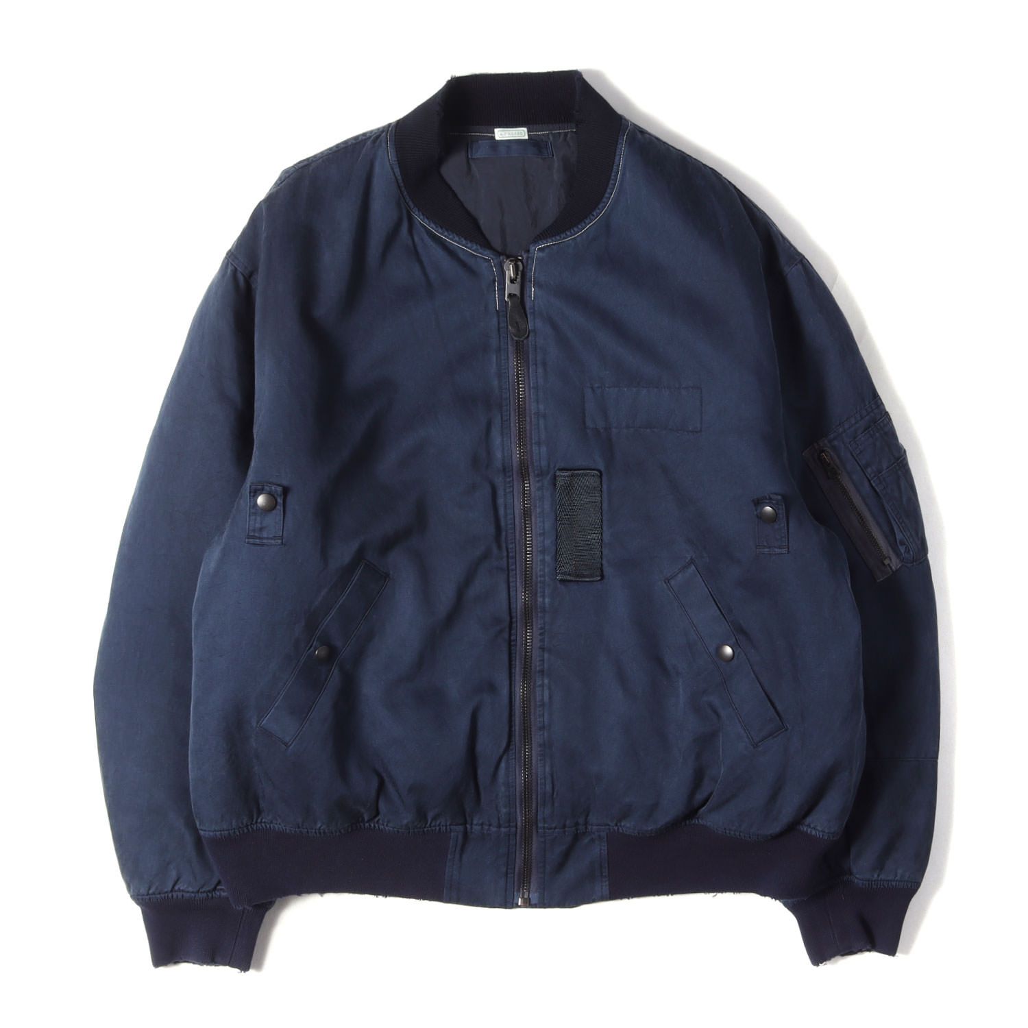 【美品】A.PRESSE アプレッセ ジャケット ネイビー 紺 サイズ:5 | 25AW ヴィンテージ加工 シルクコットン フライトジャケット (Vintage Silk Flight Jacket) / MA-1 ボンバージャケット 日本製【中古】