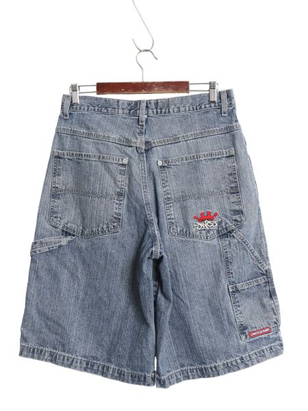 00s ☆ JNCO JEANS デニム ペインター ショーツ メンズ レディース 32 古着 オールド Y2K ストリート バギー ショートパンツ クラウン 刺繍