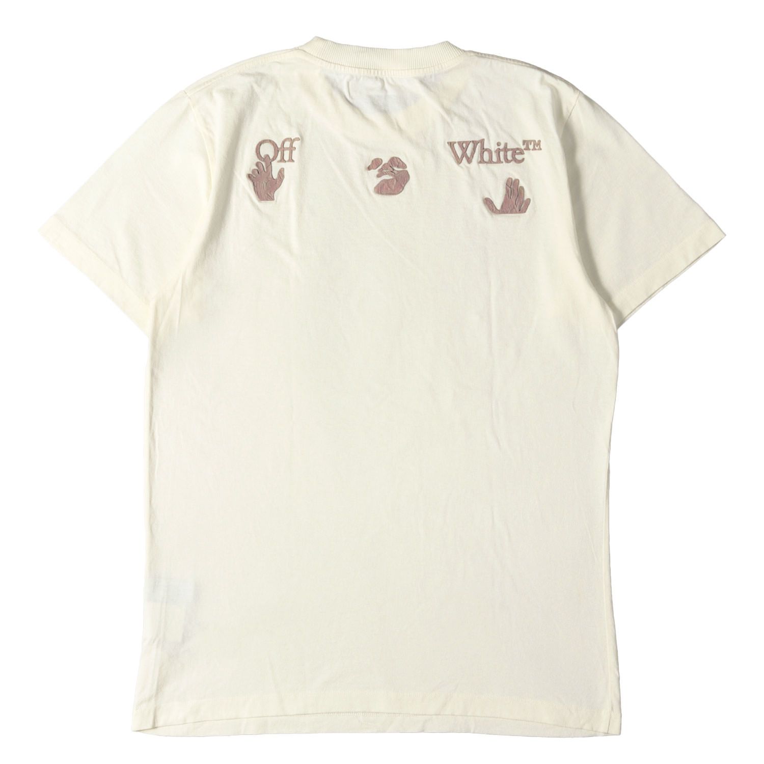 【美品】OFF-WHITE オフホワイト Tシャツ クリーム サイズ:L | 20SS シリコンプリント アイコンマーク Tシャツ | トップス カットソー 半袖【メンズ】【中古】