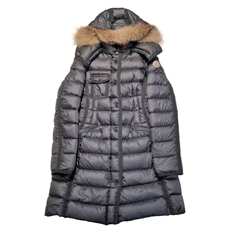 MONCLER モンクレール 22AW HERMIFUR GIUBBOTTO ダウンコート H20931C51601 size=00 レディース 着脱式ファー フード ナイロン ネイビー
