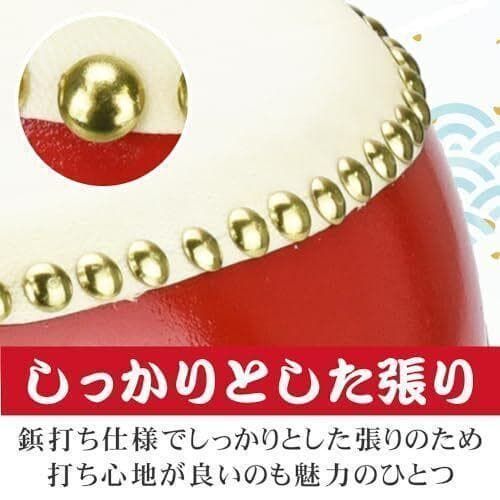 1:和太鼓セット 38.5cm 牛革張り ミニ和太鼓 バチ付き ストラップ付き