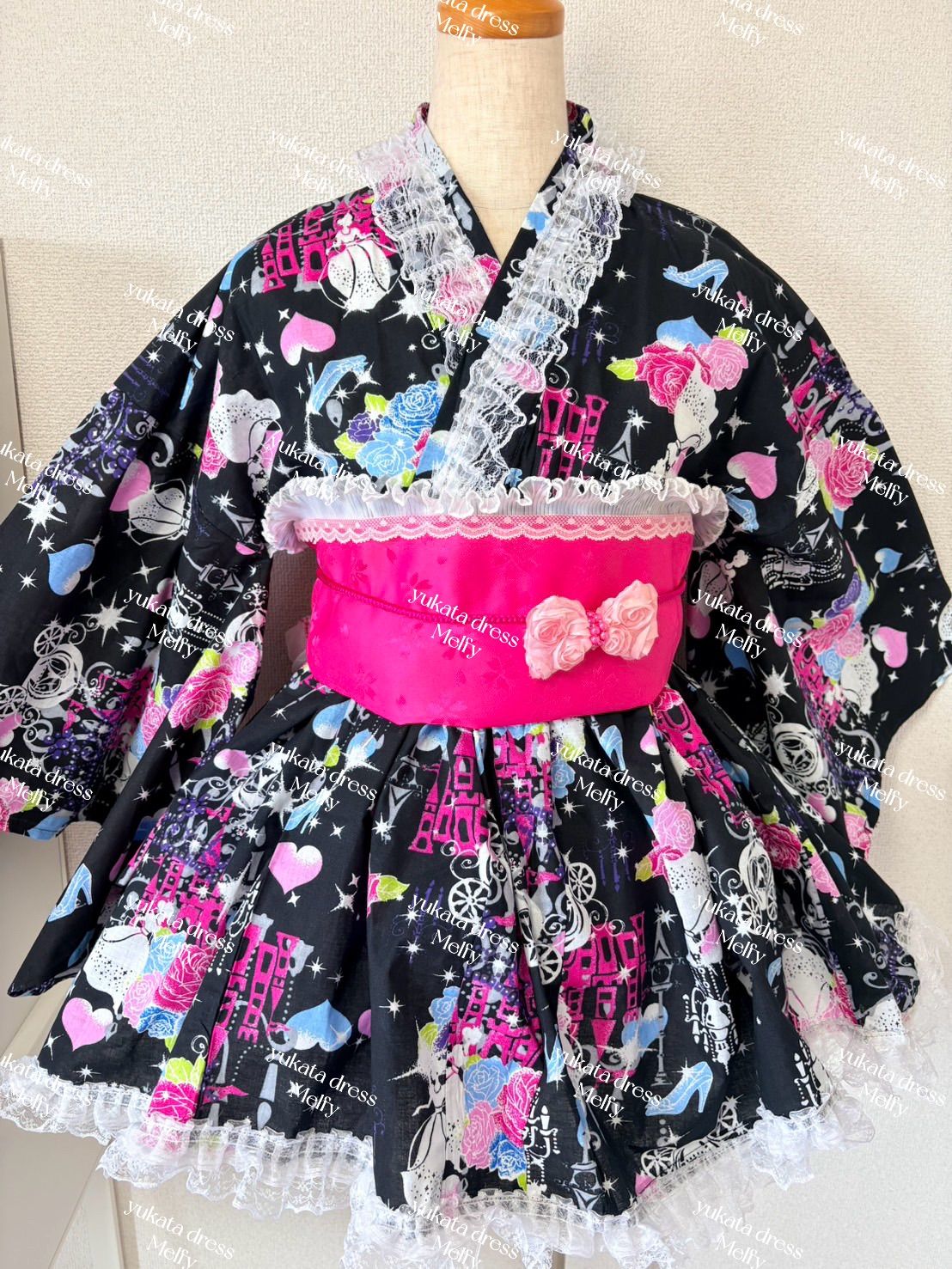 【ディズニー??柄】大人浴衣ドレス　ミニ