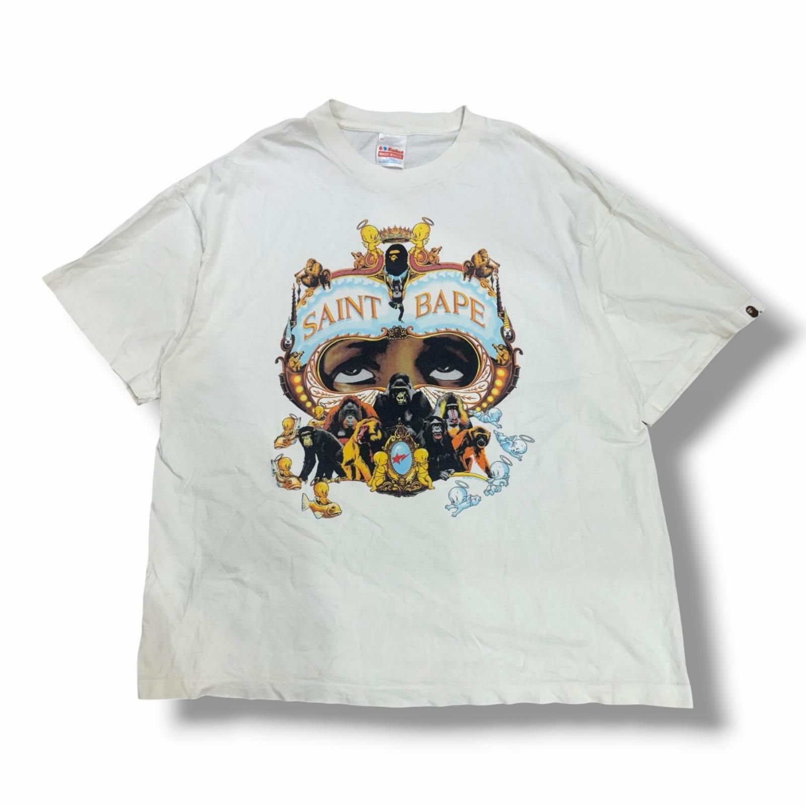 参考上代36300円 SAINT MICHAEL × A BATHING APE SS TEE GENERATION ジェネレーションTシャツ コラボ セントマイケル × アベイシングエイプ SM-HR1-0000-C36 ホワイト XXL （3708M）