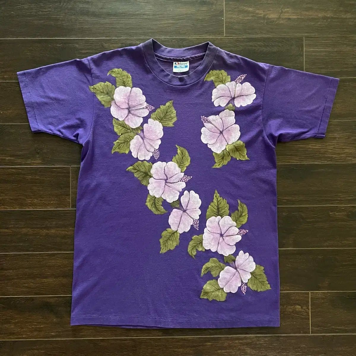 L アメリカ ヴィンテージ シングルステッチ ハイビスカス Tシャツ