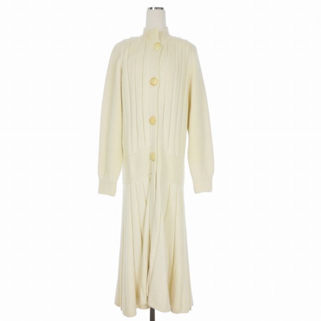リアプル・カシミヤ Liapull カシミヤ100% ロングニットコート ジャケット 長袖 42 オフホワイト 白