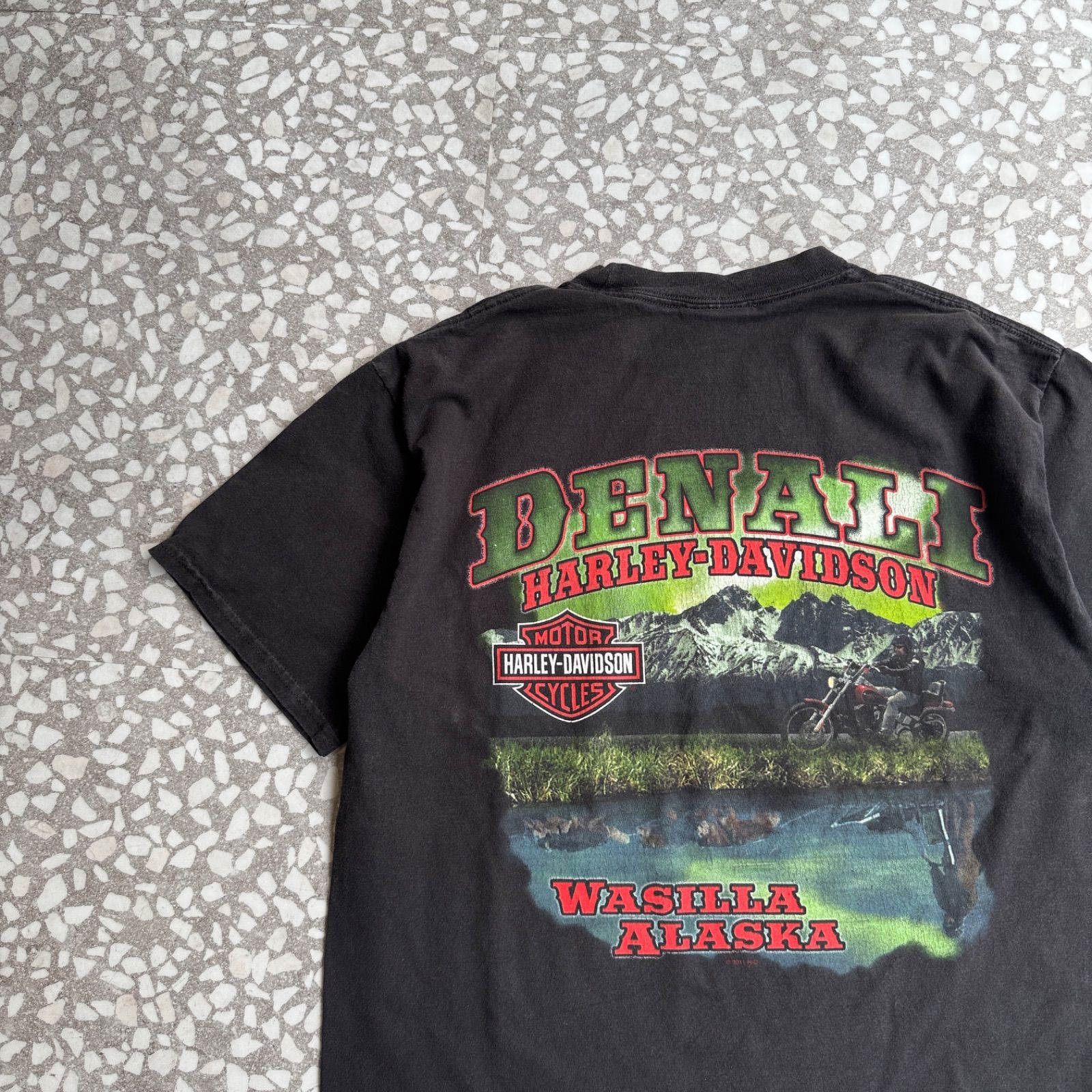 Harley-Dvidson / pocket T-shirt sizeM-L相当 ハーレーダビッドソン　ポケットTシャツ　バックプリント ストリート　ポケT ユニセックス バイク　黒　半袖　野村周平