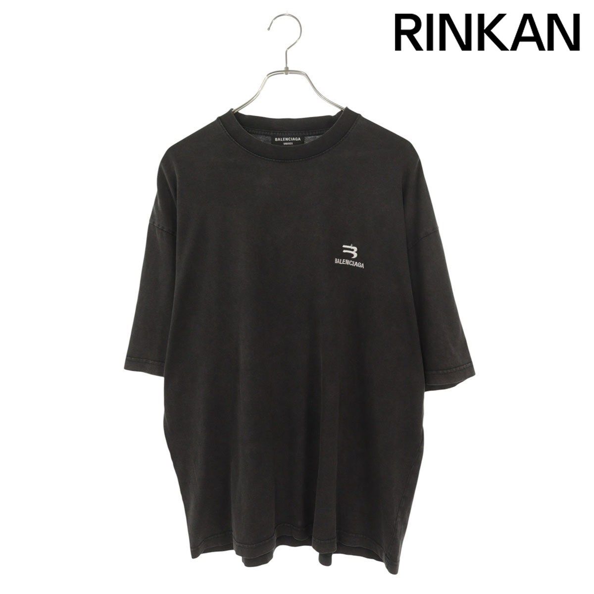 バレンシアガ 612966 TLV99 ロゴ刺繍Tシャツ メンズ M