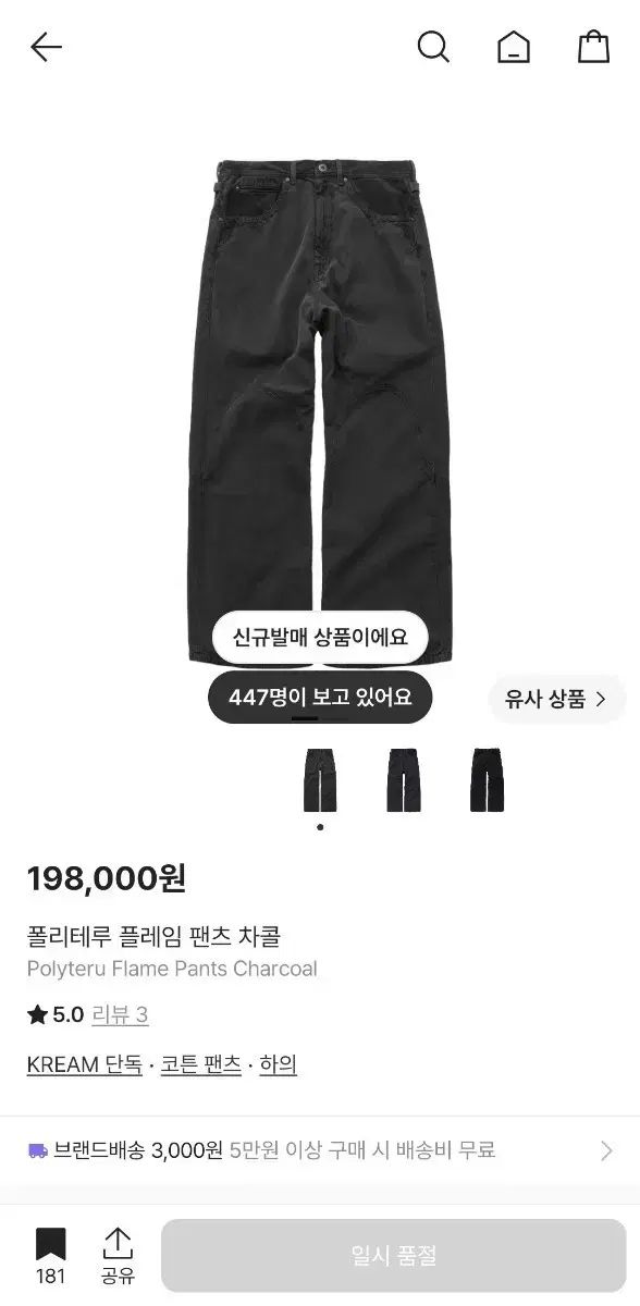 3サイズ)) POLYTERU フレイム パンツ チャコール 出品 27,401円