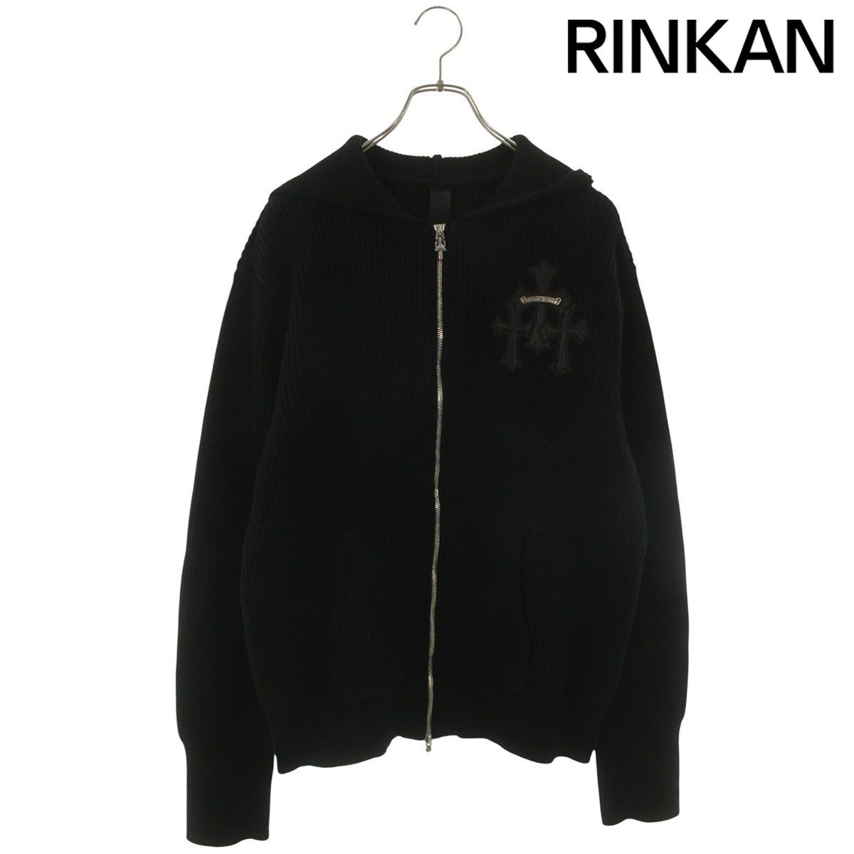 クロムハーツ BAIT&TACKLE カシミアクロスパッチ付きジップアップパーカー メンズ L