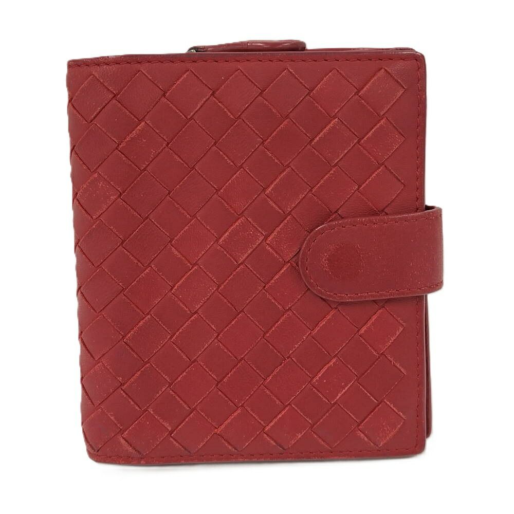 Bottega Veneta イントレチャート 二つ折り財布 レッド