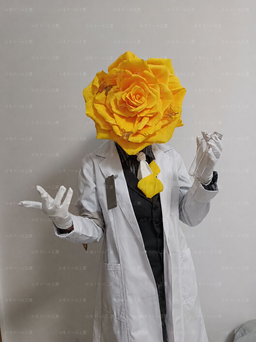 異形ヘッド 薔薇マスク 黄薔薇 納棺師 風 第五人格 風 イエローローズ 花マスク ゴシック 幻想系 撮影用 ハンドメイド オリジナル
