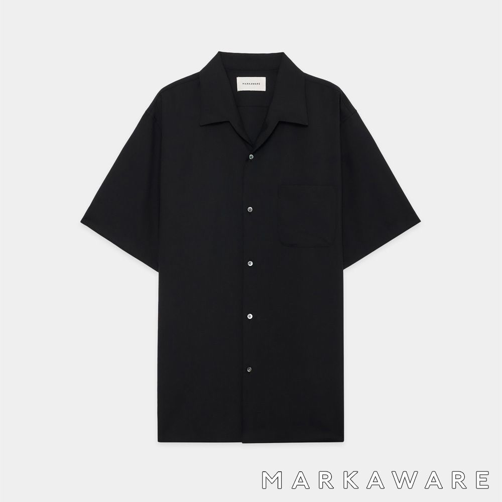 【MARKAWARE/マーカウェア】ITALIAN OPEN COLLAR S/S SHIRT - BLACK - イタリアンオープンカラーS/Sシャツ / A26E04SH03B【送料無料】