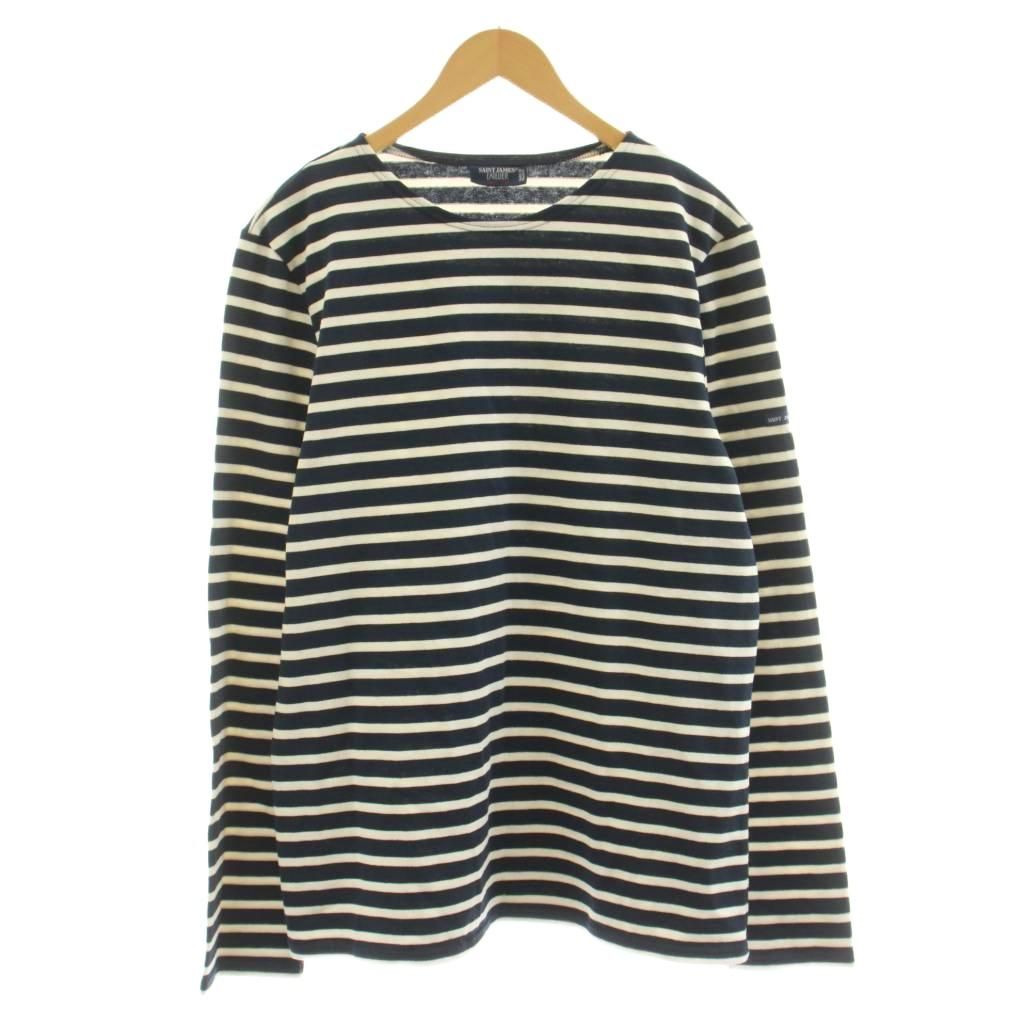 セントジェームス SAINT JAMES バスクシャツ Tシャツ カットソー 長袖 ボーダー柄 INTL L 紺 ネイビー 白 ホワイト /KU