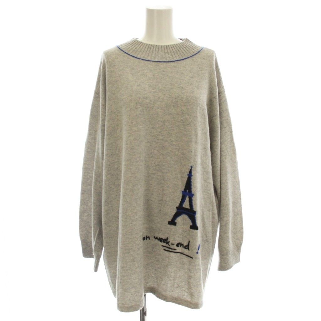 レリアン Leilian カシミヤ ニット チュニック 長袖 塔デザイン 13 グレー 1005153 /☆G