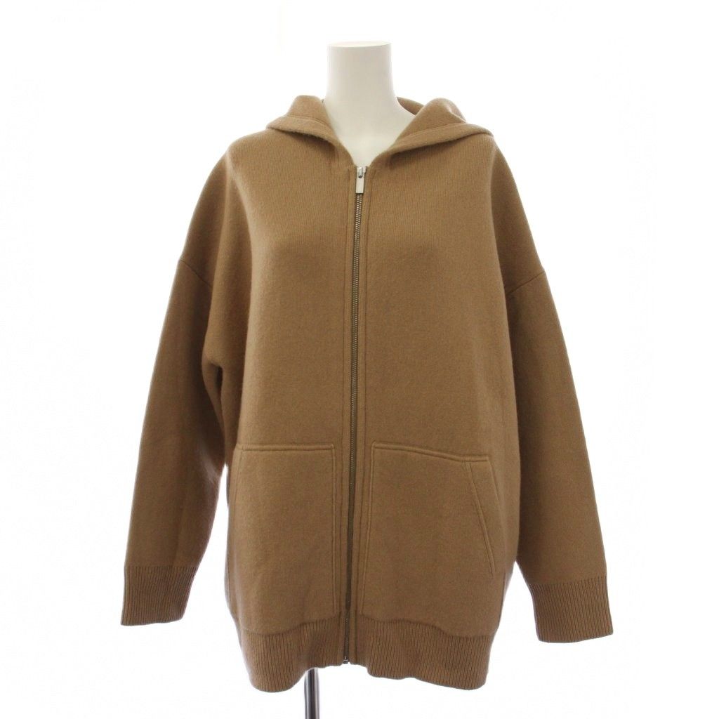 セオリー Theory 24AW LANA CASH OVERSIZED HOODIE ニット ジップアップパーカー 長袖 ウール カシミヤ M ベージュ /BM