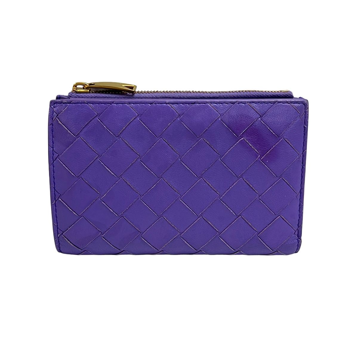 BOTTEGA VENETA(ボッテガヴェネタ) 2つ折り財布美品 マキシイントレチャート パープル レザー