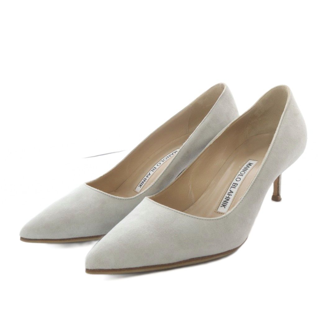 マノロブラニク MANOLO BLAHNIK パンプス ハイヒール ポインテッドトゥ スエード 34 グレー /YO1