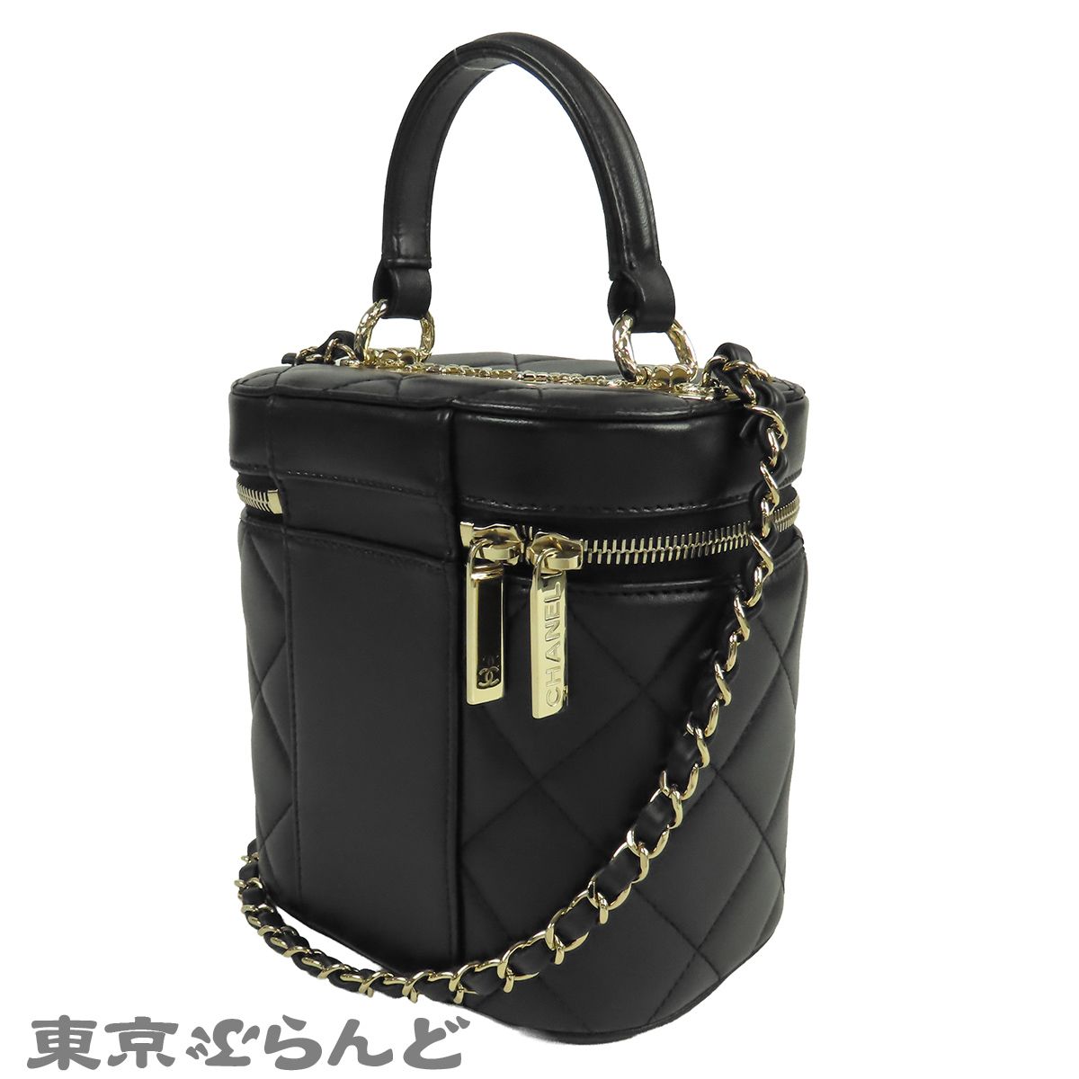 シャネル CHANEL バニティ バッグ ブラック 黒 ゴールド金具 