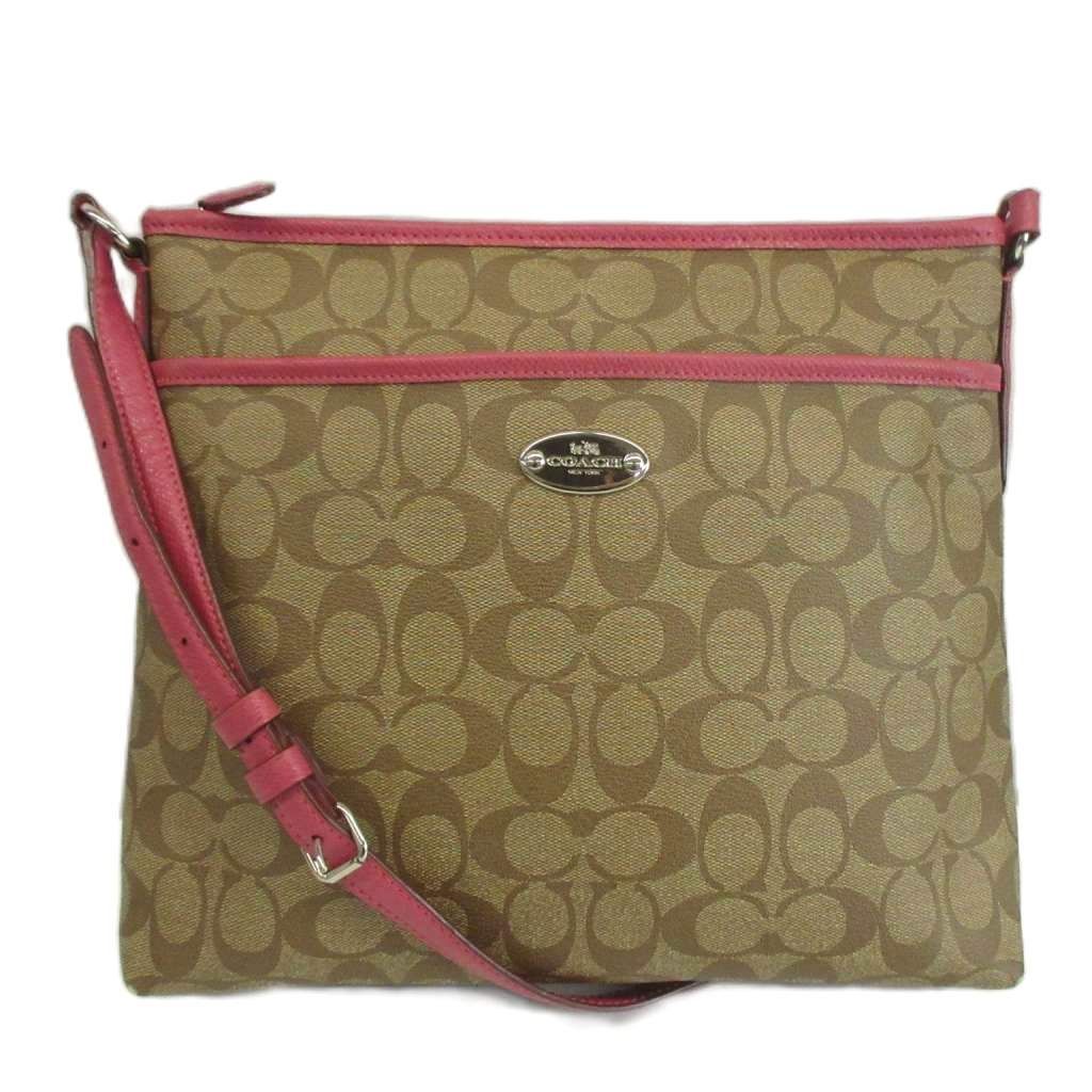 コーチ COACH シグネチャー PVC レザー ファイル バッグ ショルダー 