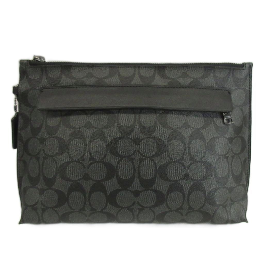 コーチ COACH セカンドバッグ クラッチバッグ PVC レザー シグネチャー 黒 ブラック F29508 /XZ ■GY18