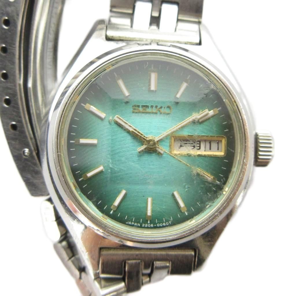 セイコー SEIKO 2206-0510 腕時計 ウォッチ 自動巻き カットガラス カレンダー付き シルバー色 ■GY18 /MQ