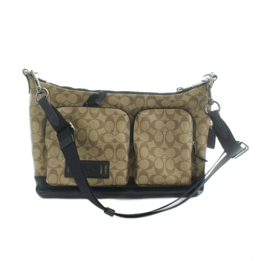 コーチ COACH 1951 ショルダーバッグ 斜めがけ PVC レザー シグネチャー 茶 ブラウン ■GY18 /MQ