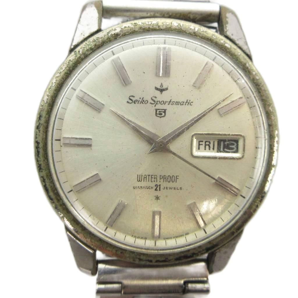 セイコー SEIKO Sportsmatic 5 スポーツマチック 5 腕時計 ヴィンテージ アンティーク ウォッチ 自動巻き デイデイト カレンダー付き 21石 シルバー色 ■GY18 /MQ
