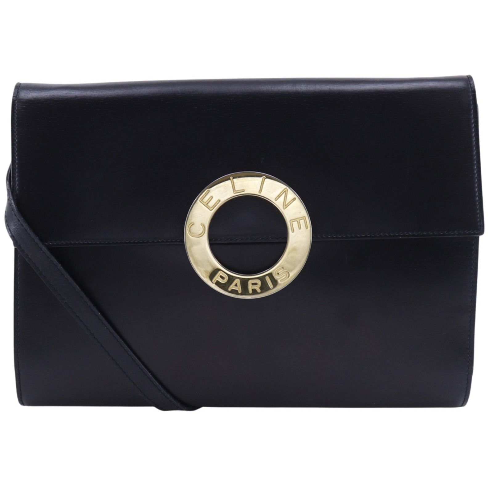 【CELINE】セリーヌ 2WAYクラッチ ヴィンテージ カーフ 黒 レディース ショルダーバッグ