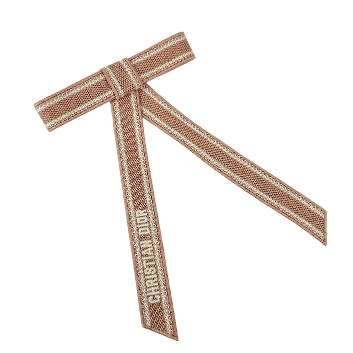 ディオール/クリスチャンディオール バレッタ美品 Dior Twist (ディオール ツイスト) リボンバレッタ 45DTE952X130 コットン ピンク×白
