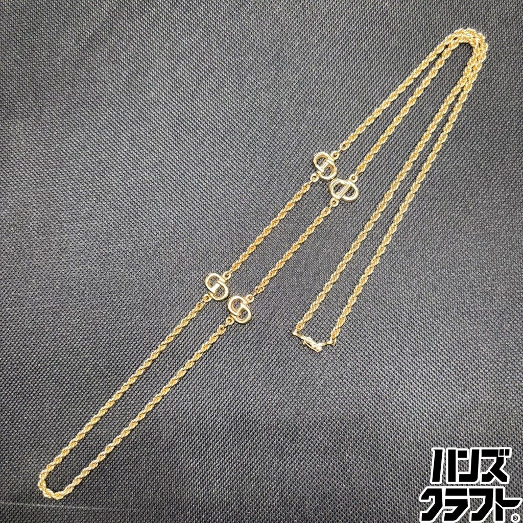 ◎【中古】 DIOR ロングネックレス ゴールドカラー ヴィンテージ ロゴネックレス 全長約40cm クリスチャンディオール