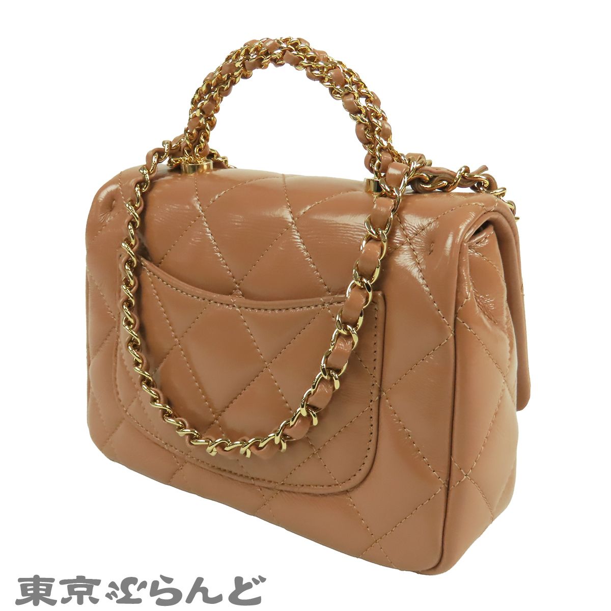 シャネル CHANEL トップハンドル ベージュ ゴールド金具 シャイニー 
