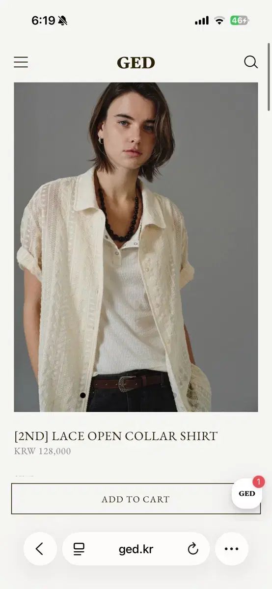(新品) Lace open collar shirt