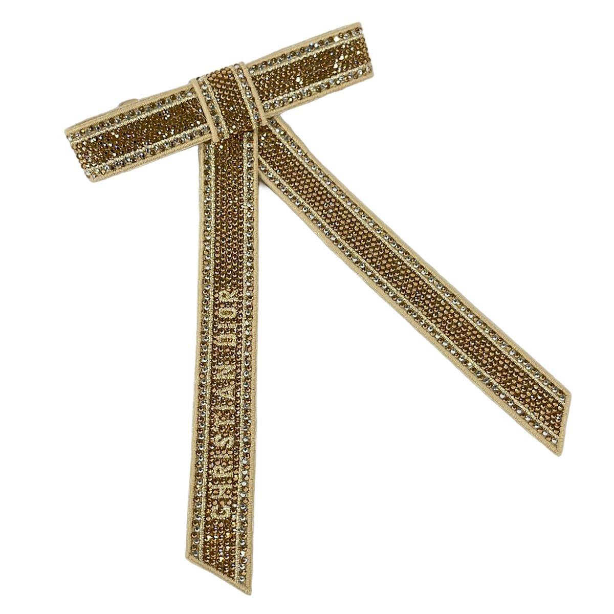 ディオール/クリスチャンディオール バレッタ美品 Dior Twist (ディオール ツイスト) リボンバレッタ ゴールド×ベージュ×クリア