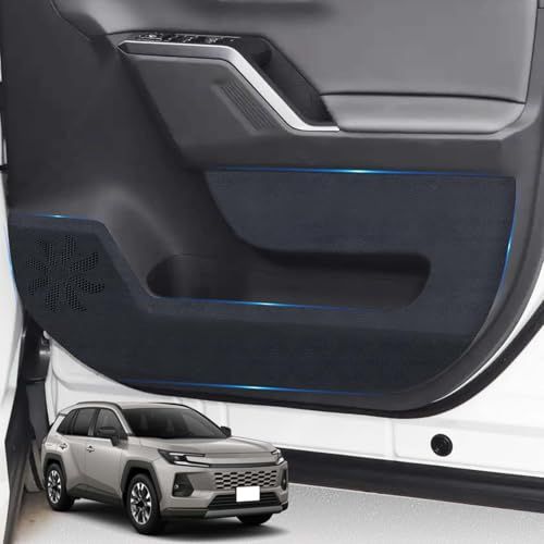 RAV4 XA60系 専用 ドアキックガード ドアトリムガード レザー ブラック RAV4 XA60系（2025年12月?) 2025年モデル対応 プロテクションフィルム ドアパネル キズ防止 簡単貼り付け 内装パーツ カスタム アクセサリー 4枚セットkk