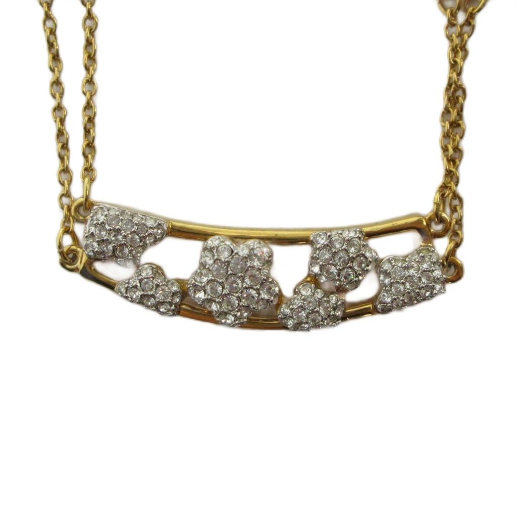 スワロフスキー SWAROVSKI ネックレス アクセサリー ペンダント ラインストーン 花 ゴールド色 ■GY11 /MQ