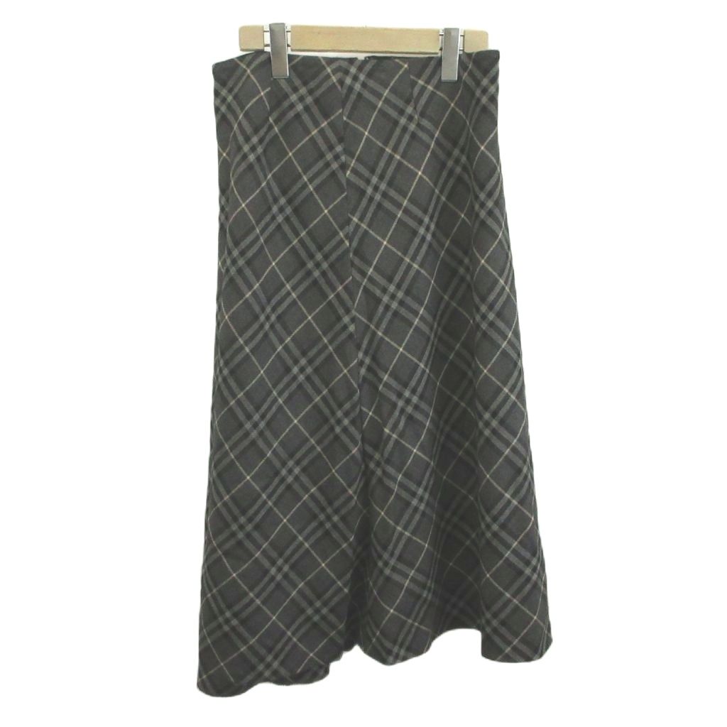 バーバリー ロンドン BURBERRY LONDON ロングフレアスカート ウール 42 グレー 黒 ブラック チェック柄 Aライン /YU ■GY99 6,675円