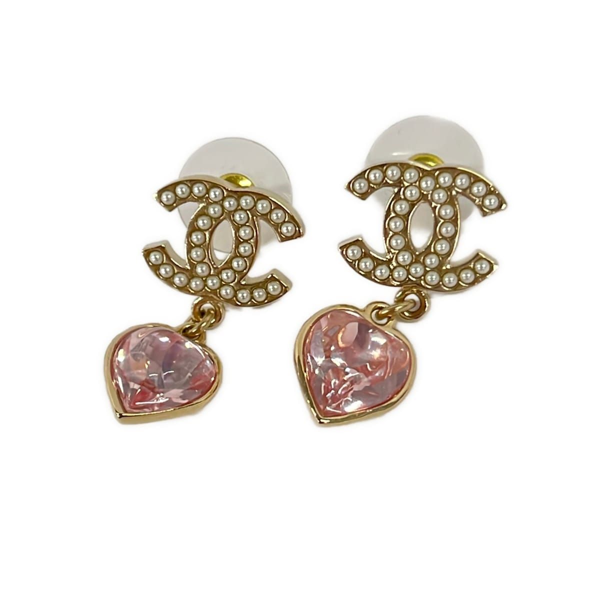CHANEL ピアス ハート ココマーク ラインストーン 新品同様