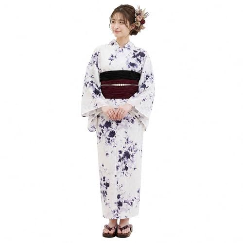 [NISHIORI] ワンピースにもなる レディース 浴衣 2way 3点セット (ゆかた/ワンピース/帯) 4タイプ セパレート 二部式 コーディネート済 フリーサイズe bfa2cf06