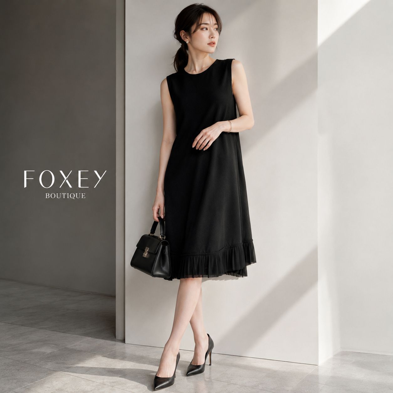 【極美品】【参考価格105,840円】FOXEY BOUTIQUE 38871 / フォクシーブティック リネンキャンドルレーヨン38「7号（Sサイズ）〜細め9号（Mサイズ）相当」ツーピース（セパレート）仕様 バックリボン お食事会 学校行事 コーデ