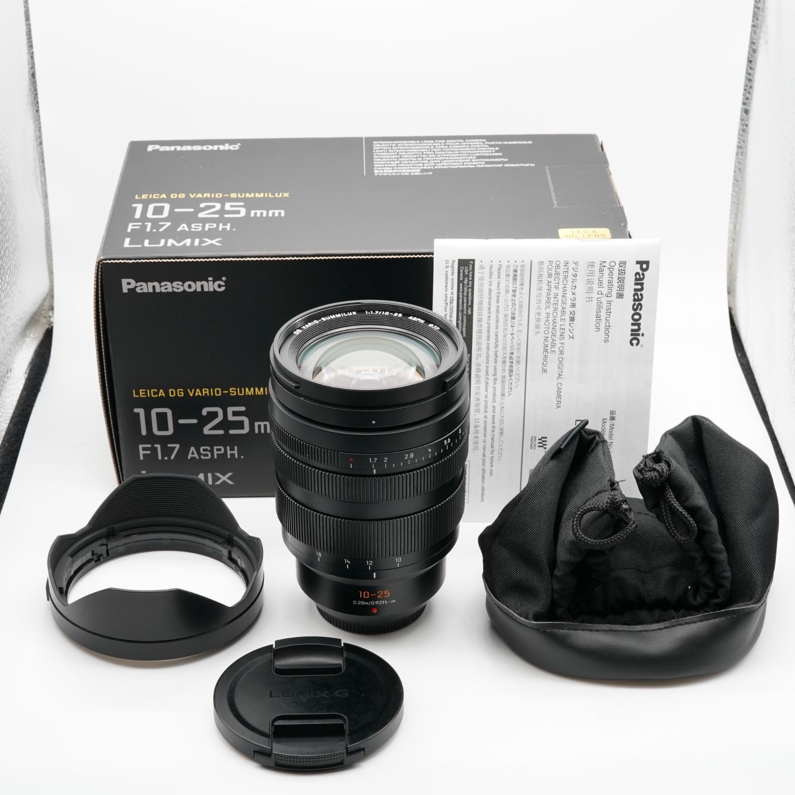 良品 パナソニック ルミックス LEICA DG VARIO-SUMMILUX 10-25mm F1.7 ASPH H-X1025 あると嬉しい元箱・取説・純正フード・純正ポーチ付！
