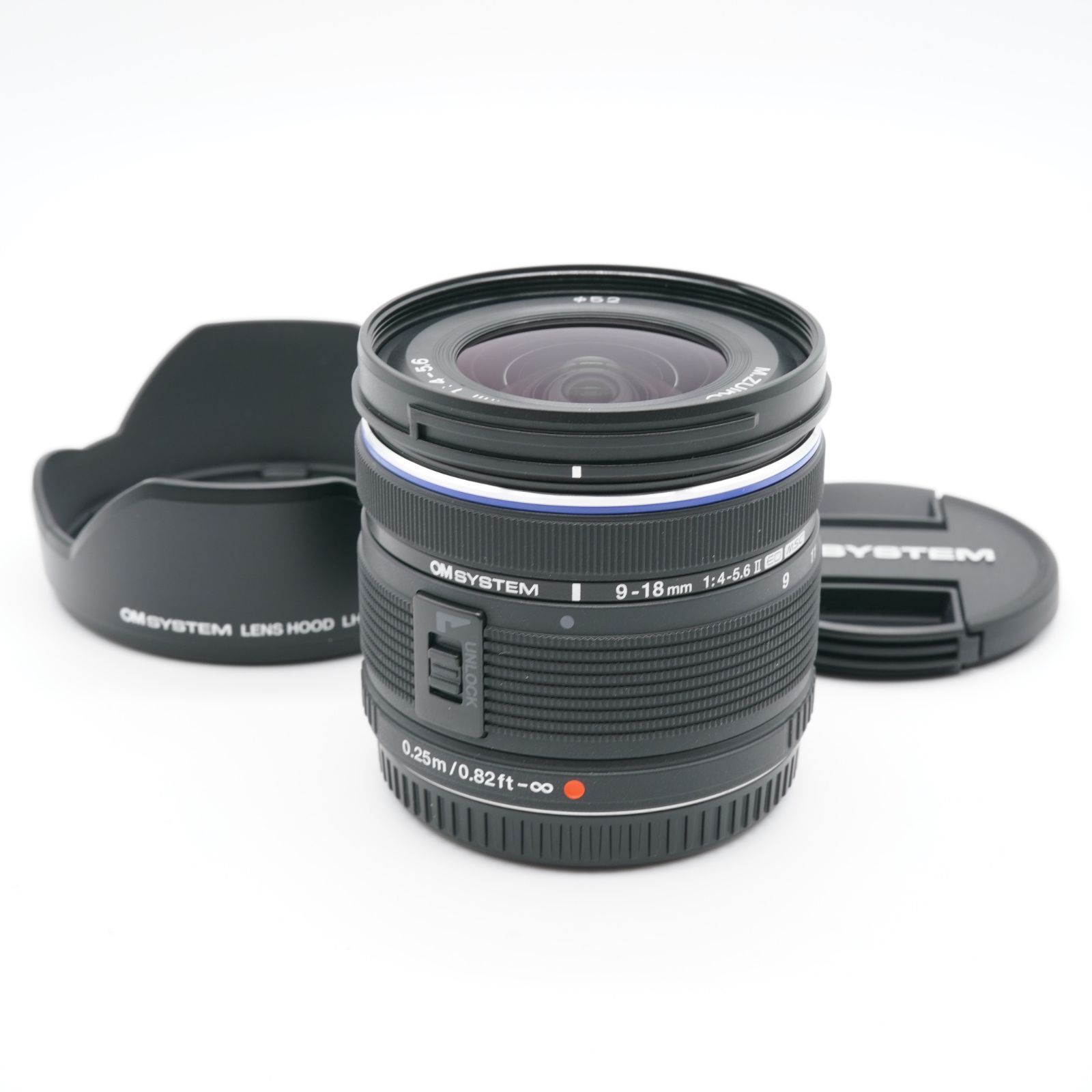 ほぼ新品 オリンパス OM SYSTEM M.ZUIKO DIGITAL ED 9-18mm F4.0-5.6 II あると嬉しい純正フード付！