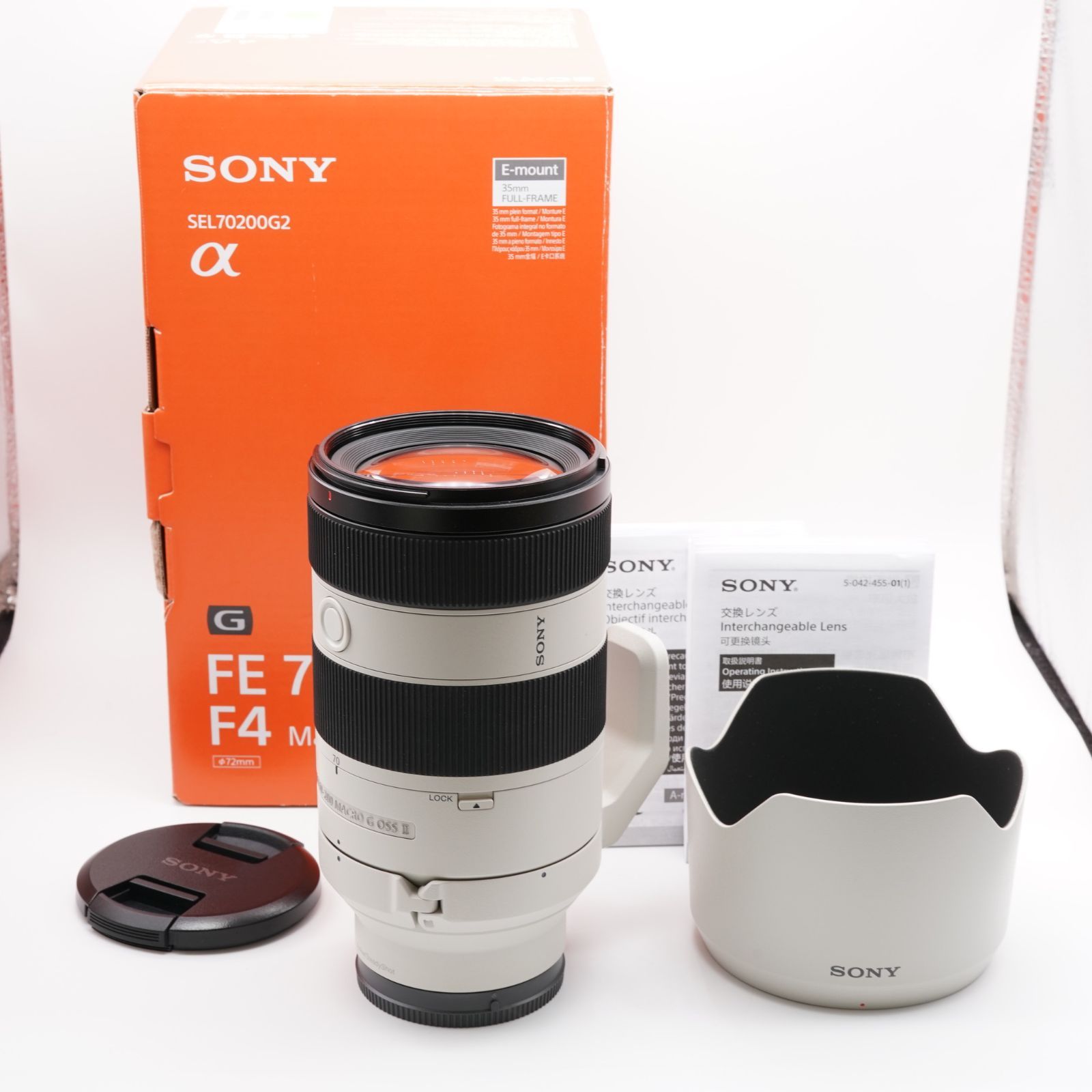 ほぼ新品 SONY ソニー FE 70-200mm F4 Macro G OSS II SEL70200G2 あると嬉しい元箱・取説・純正フード付!