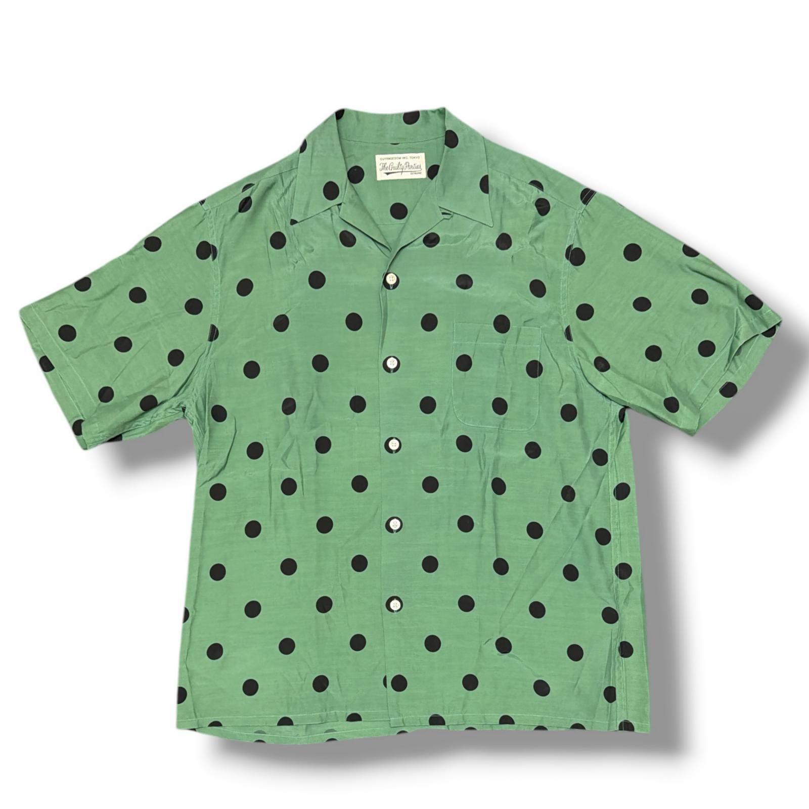 参考上代30800円 WACKO MARIA 23SS HAWAIIAN SHIRT S/S TYPE-4 ハワイアンシャツ ドットオープンカラーシャツ ワコマリア 23SS-WMS-HI04 グリーン XL （9678M）