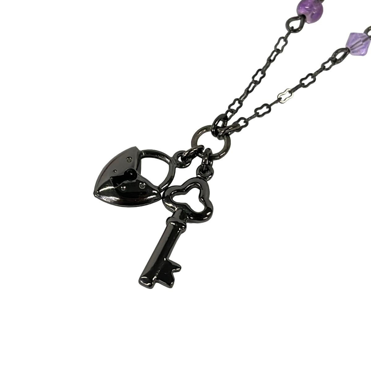 ANNA SUI(アナスイ) ネックレス美品 - 黒×ライトパープル キー(鍵 