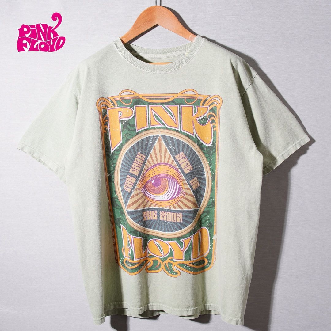 ピンクフロイド PINK FLOYD Tシャツ M〜L相当 表記 S セージグリーン バンT ロックT ストリート Y2K ミュージックT アメカジ 古着 T035