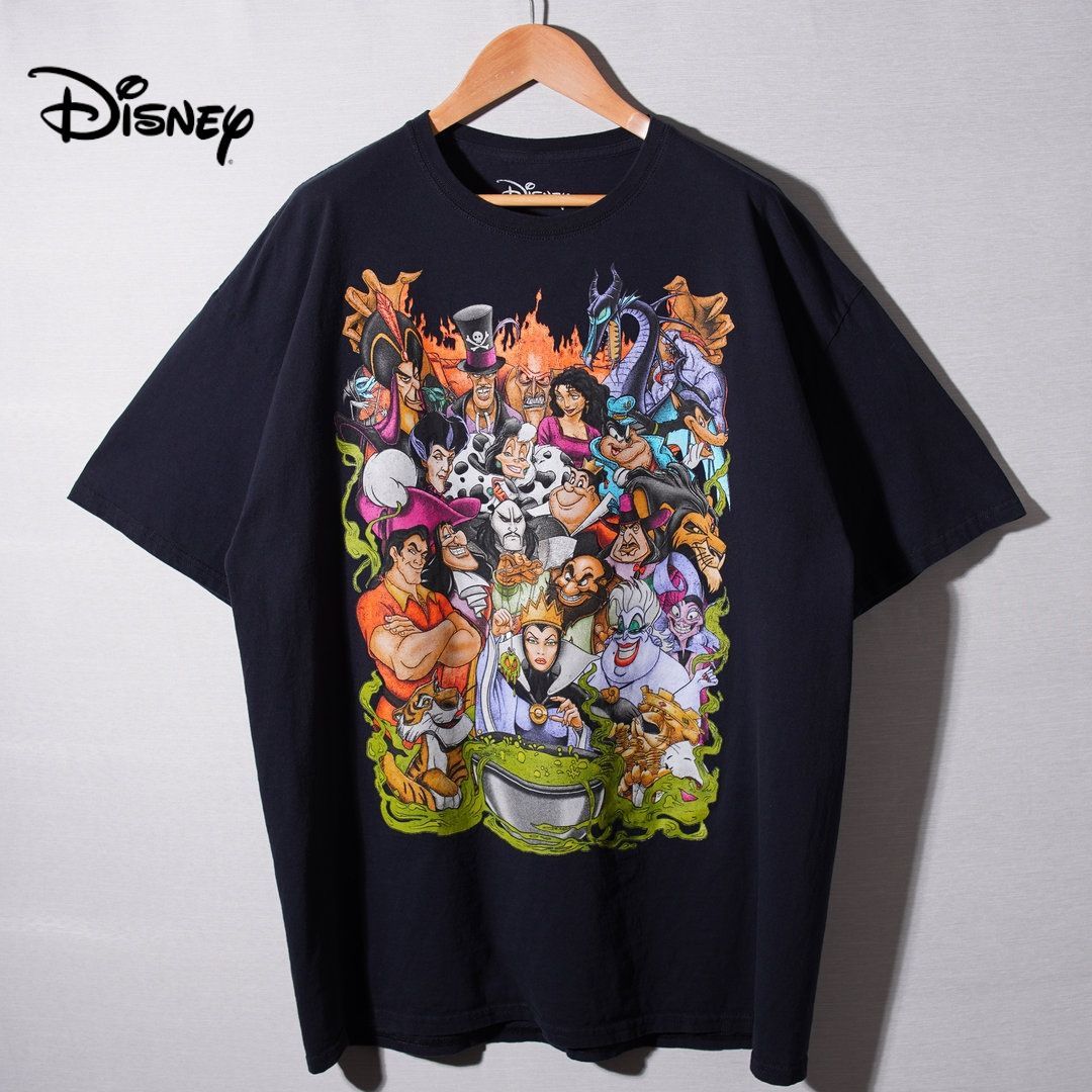 ディズニー Disney ヴィランズ Villains Tシャツ XL ブラック キャラT アニメT オーバーサイズ ビッグシルエット ユニセックス 古着 T040