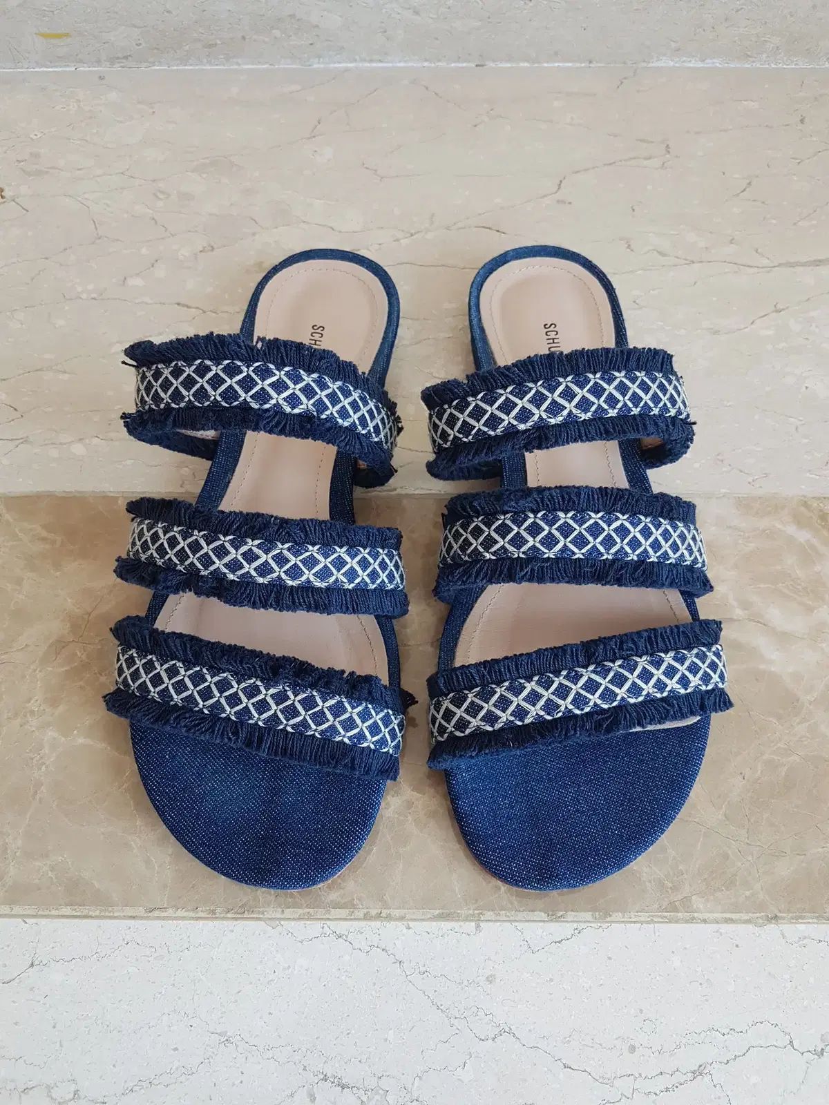 シューツ SCHUTZ デニム フラット スライド サンダル