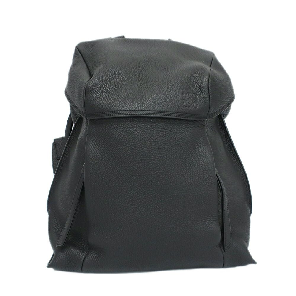 【天白】ロエベ Tバックパック リュック ブラック シルバー金具 レザー アナグラム ロゴ 鞄 メンズ レディース